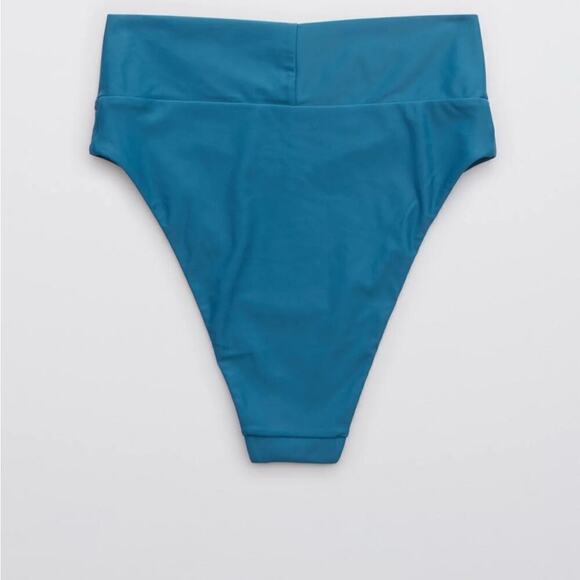 Aerie High Waisted Bikini Bottom Crossover Cheeky Cut Blue Size XL - Picture 2 of 6